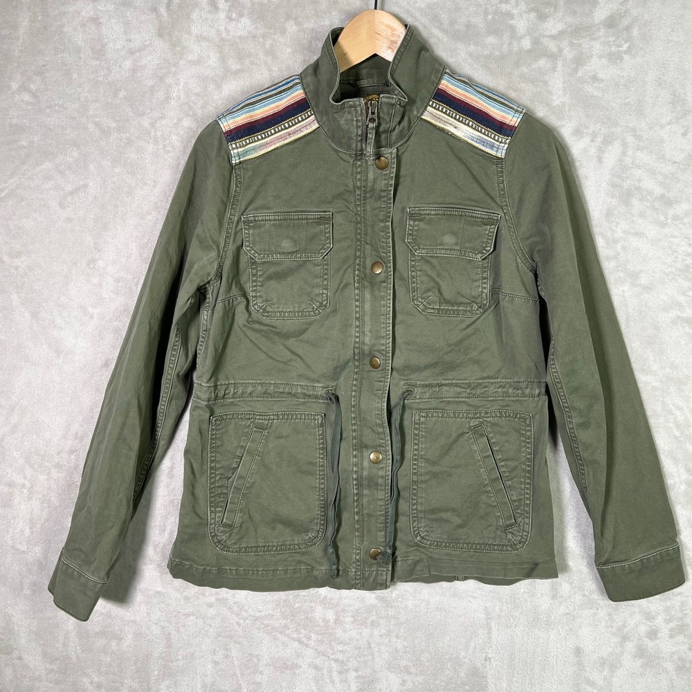 Lucky Brand Jacket S Green Military Utility Chore Coat Cargo Full Zip Button Y2K